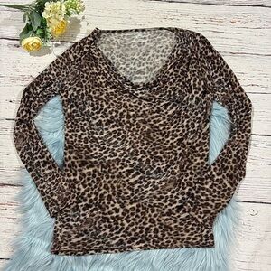 Majestic Filatures Leopard Cowl Neck Extrafine Superwashed Top